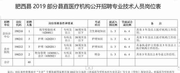 肥西县2019年部分县直医疗机构公开招聘（附岗位）