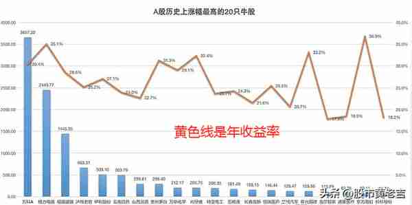 大A股历史上涨幅最高的20只牛股