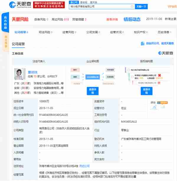 格力注资1亿成立电商公司，董明珠任董事长，此前启动全员卖货